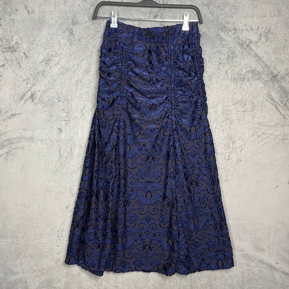 Whimsigoth‎ Burnout Velvet Midi Skirt XS Ruched Goth Dark Fairy Evening Party